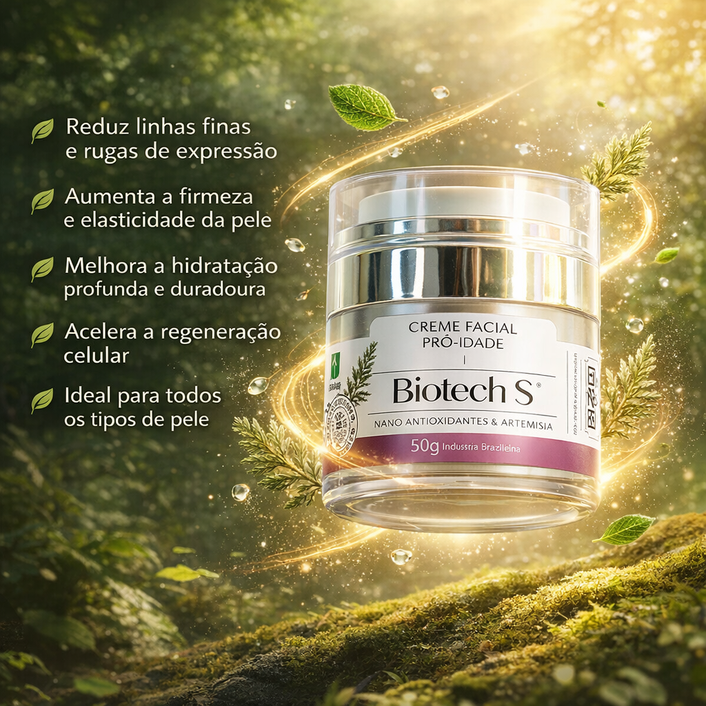 Creme Facial Pró-Idade com Nano Antioxidantes & Artemísia – Linha Biotech S