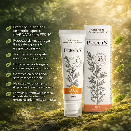 Loção Facial Pró-Idade com FPS 40 & Artemísia – Linha Biotech S