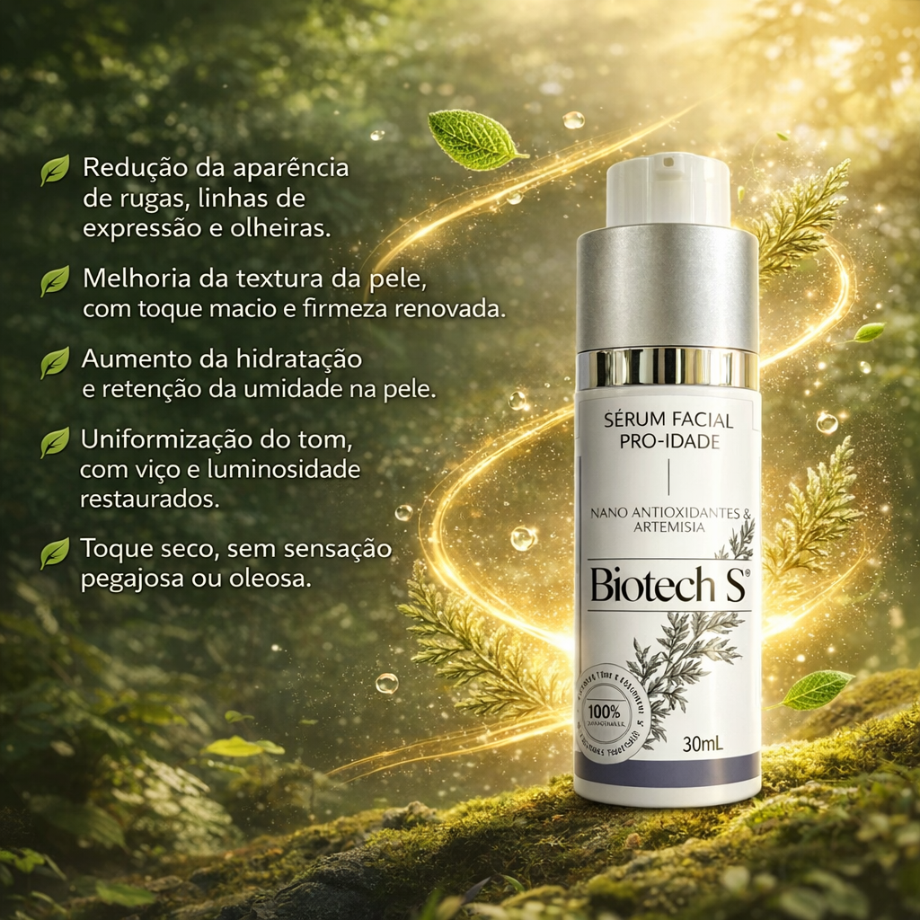 Sérum Facial Pró-Idade com Nano Antioxidantes & Artemísia – Linha Biotech S